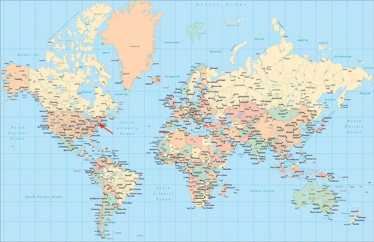 Расположение Бруклина на карте мира