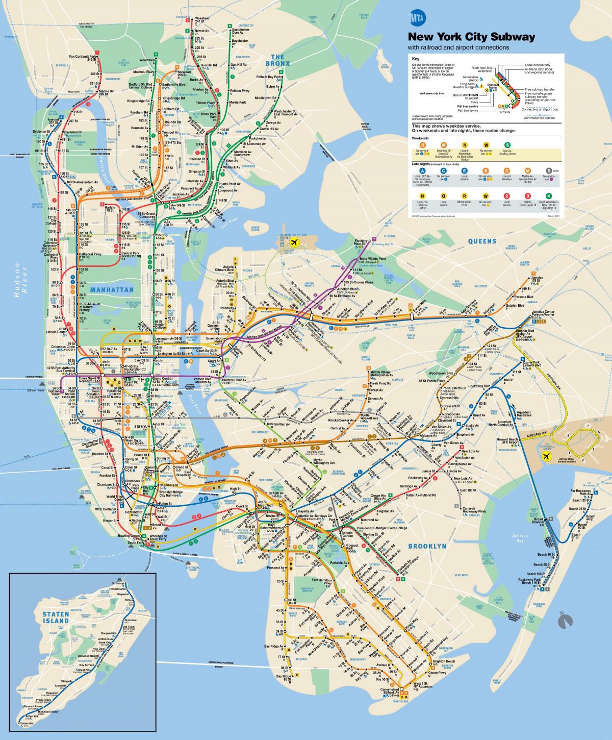 Карта станций метро Бруклина