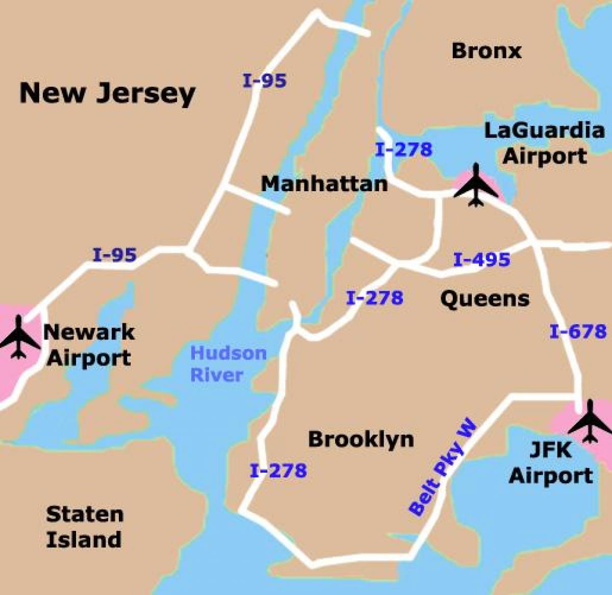 Карта аэропортов Бруклина